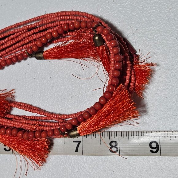 Boho Seed Beaded Chunky Necklace Multi Strand Layered Tassels Fashion Jewelry - Picture 6 of 6